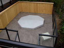 cedar privacy wall around hot tub